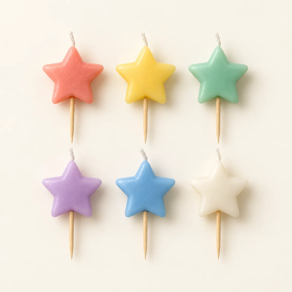 Mini Star Cake Candles — Star-shaped candles product concept / 迷你星形蛋糕蜡烛，星形蜡烛产品示意图