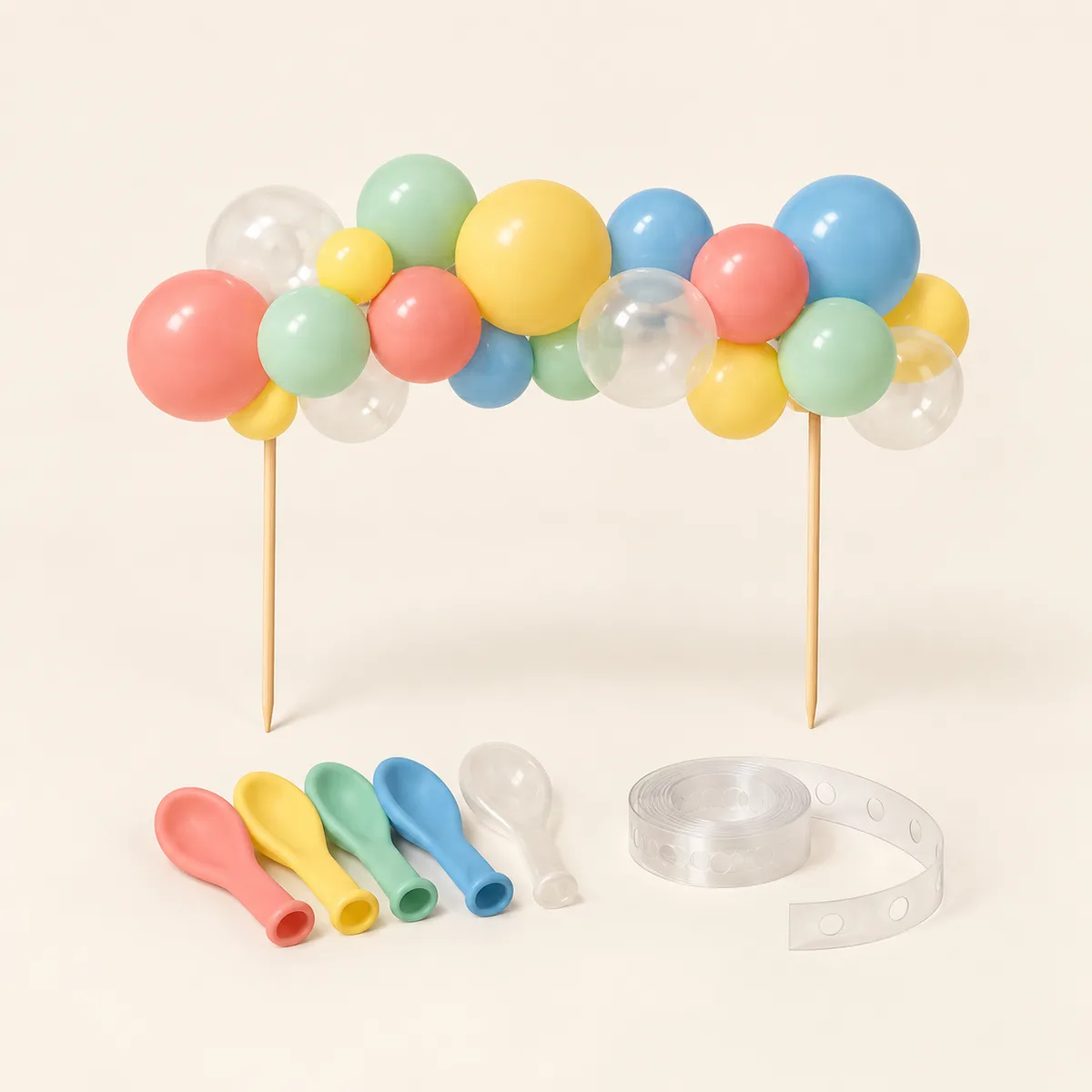 Mini Balloon Garland Cake Topper Kit — Cake decoration kits product concept / 迷你气球链蛋糕插饰套装，蛋糕装饰套装产品示意图